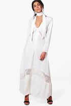 Boohoo Clarice Lace Insert Button Detail Maxi Dress