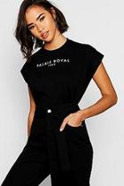 Boohoo Cotton Cap Sleeve Slogan T-shirt
