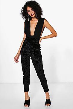 Boohoo Ria Super Skinny Stretch Crushed Velvet Trousers