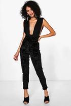 Boohoo Ria Super Skinny Stretch Crushed Velvet Trousers