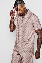 Boohoo Man Repeat Revere Collar Shirt Co-ord