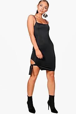 Boohoo Sadie Square Neck Tie Side Bodycon Dress