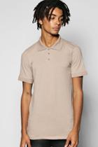Boohoo Muscle Fit Polo In Jersey Taupe