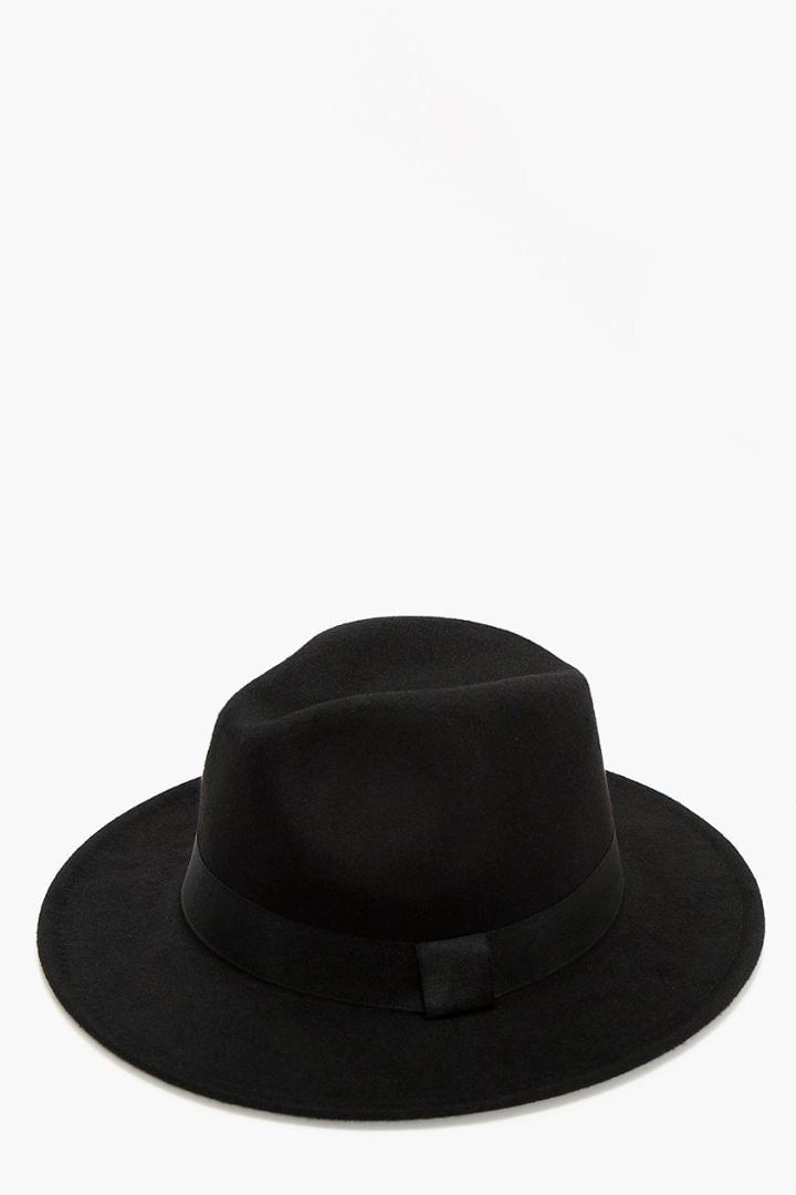 Boohoo Katie Bond Fedora Hat Black