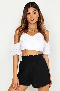 Boohoo Shirred Waist Rib Flippy Short