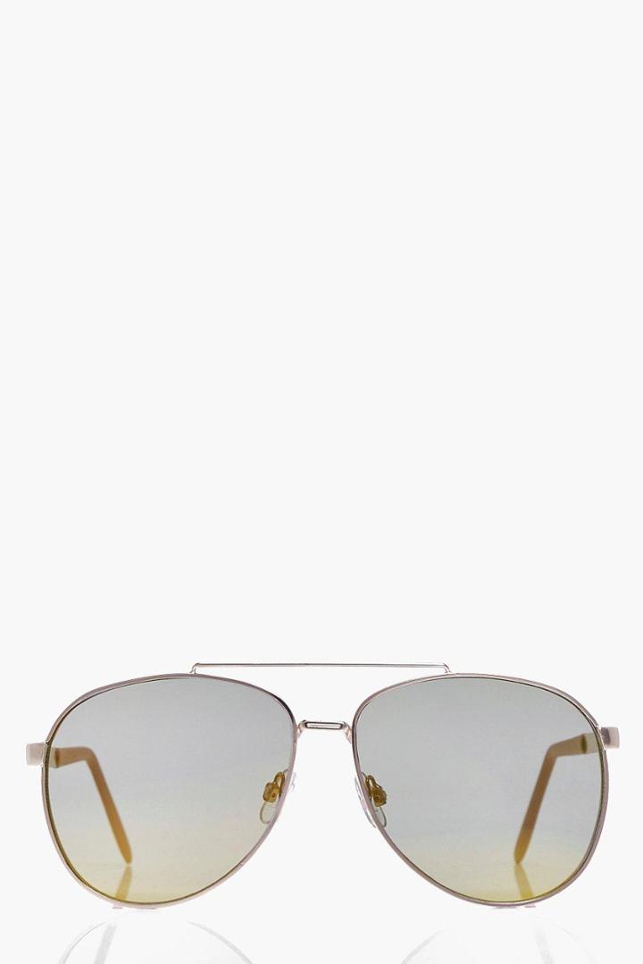 Boohoo Amelie Revo Lense Aviator Sunglasses Gold