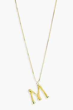 Boohoo Hammered Effect M Inital Pendant