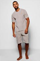 Boohoo Towelling T-shirt And Short Lounge Set Taupe