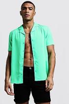 Boohoo Viscose Short Sleeved Revere Shirt In Neon