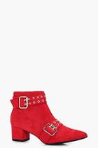 Boohoo Helena Wide Fit Eyelet & Buckle Trim Boots