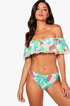Boohoo Malta Tropical Print Frill Bandeau