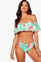 Boohoo Malta Tropical Print Frill Bandeau