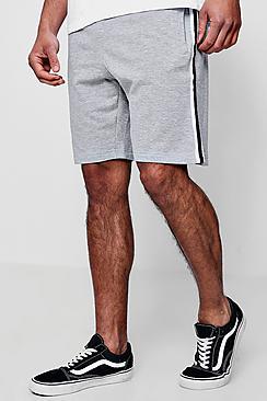 Boohoo Jersey Taped Mid Length Fleece Shorts