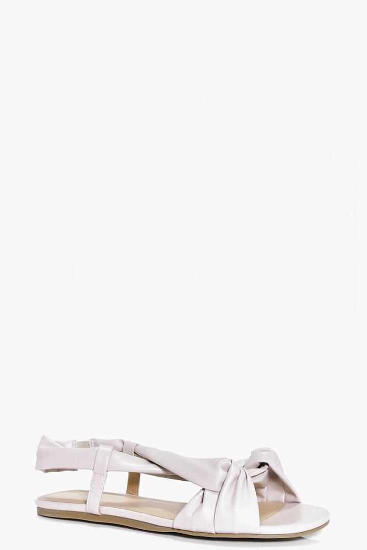 Boohoo Heidi Knotted Cross Strap Flat Sandal Nude