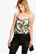 Boohoo Ellie Camo Mesh Crop Multi