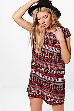 Boohoo Harley Printed Shift Dress
