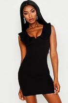 Boohoo Deep V Front Frill Mini Dress With Cross Back