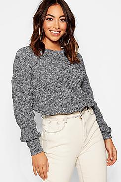 Boohoo Marl Oversized Fisherman Jumper