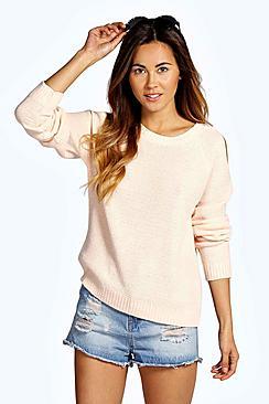 Boohoo Diana Cold Shoulder Moss Stitch Jumper