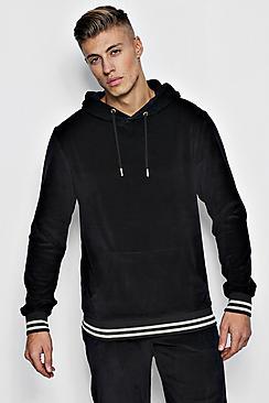 Boohoo Velour Oversized Hoodie With Gold Rib
