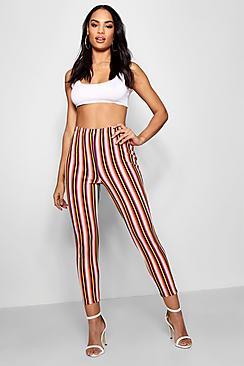 Boohoo Ria Highwaist Bright Stripe Crepe Leggings