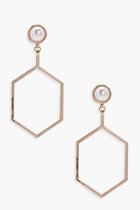 Boohoo Jessica Pearl Geo Hexagon Earrings