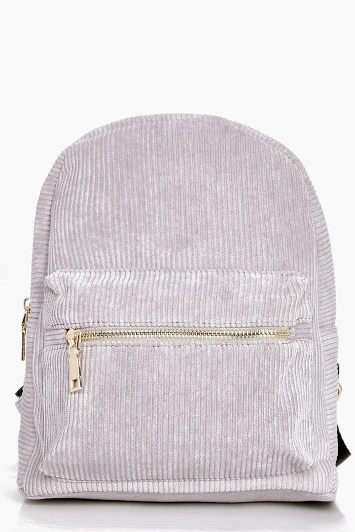 Boohoo Lois Cord Rucksack Grey