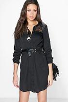 Boohoo Tall Nola Lace Trim Woven Shirt Dress