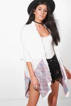 Boohoo Erin Printed Oversized Cardigan Ecru