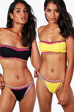 Boohoo Monaco Boutique Crochet Bandeau Bikini