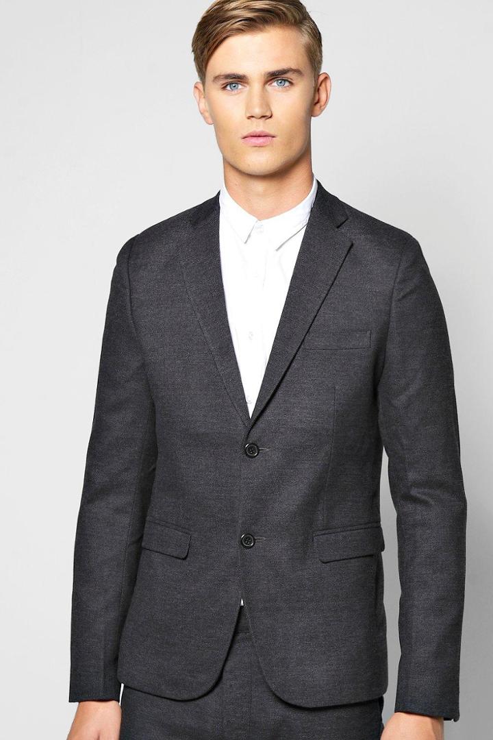 Boohoo Skinny Fit Suit Jacket Charcoal