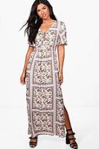 Boohoo Molly Vintage Floral Lace Up Maxi Dress