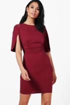 Boohoo Nelly Split Sleeve Wiggle Bodycon Dress Berry