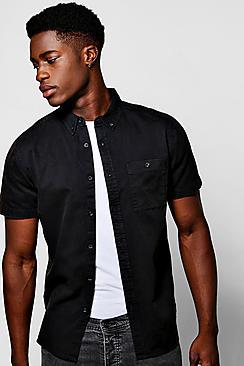 Boohoo Black Acid Wash Short Sleeve Shirt