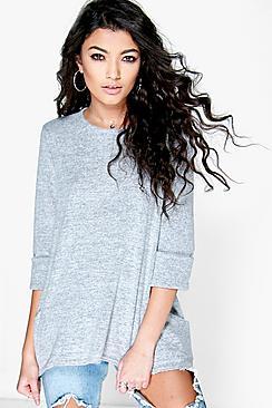 Boohoo Ellie Brushed Turn Up Cuff Jumper