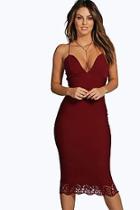 Boohoo Faye Scallop Laser Cut Hem Midi Dress