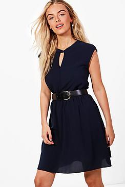 Boohoo Kerry Keyhole Skater Dress