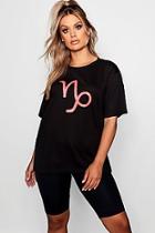 Boohoo Plus Lottie Capricorn Symbol Tee