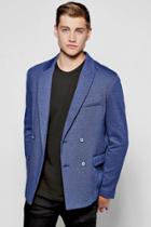 Boohoo Double Breasted Textured Blazer Blue