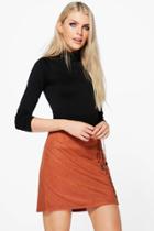 Boohoo Iman Eyelet Detail Suedette A Line Skirt Spice