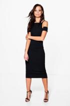 Boohoo Yvonne Square Neck  Midi Dress Black
