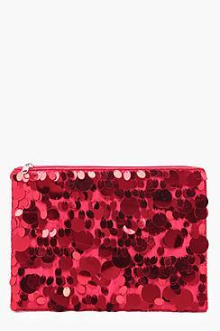 Boohoo Ella Mixed Sequin Ziptop Clutch