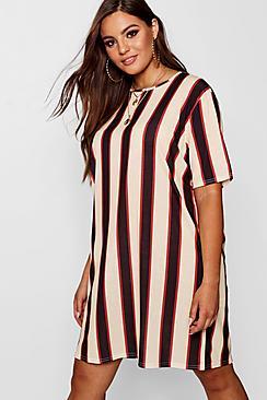 Boohoo Plus Stripe T-shirt Dress