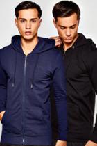 Boohoo 2 Pack Muscle Fit Zip Through Hoodies Multi