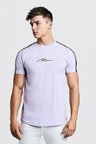 Boohoo Man Signature Curved Hem T-shirt With Tape Detail