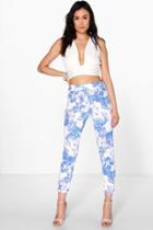 Boohoo Anja Soft Floral Skinny Trousers Lilac