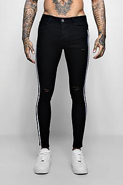 Boohoo Super Skinny Distressed Jeans With Side Tape