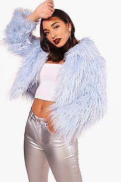 Boohoo Evie Faux Mongolian Fur Coat