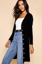 Boohoo Horn Button Front Midi Cardigan