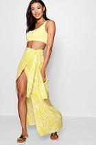Boohoo Alissa Tropical Woven Split & Wrap Maxi Skirt